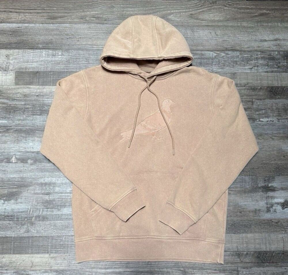 Staple Pigeon Hoodie Sweatshirt Small Tan Embroidered Broadway Pullover Logo